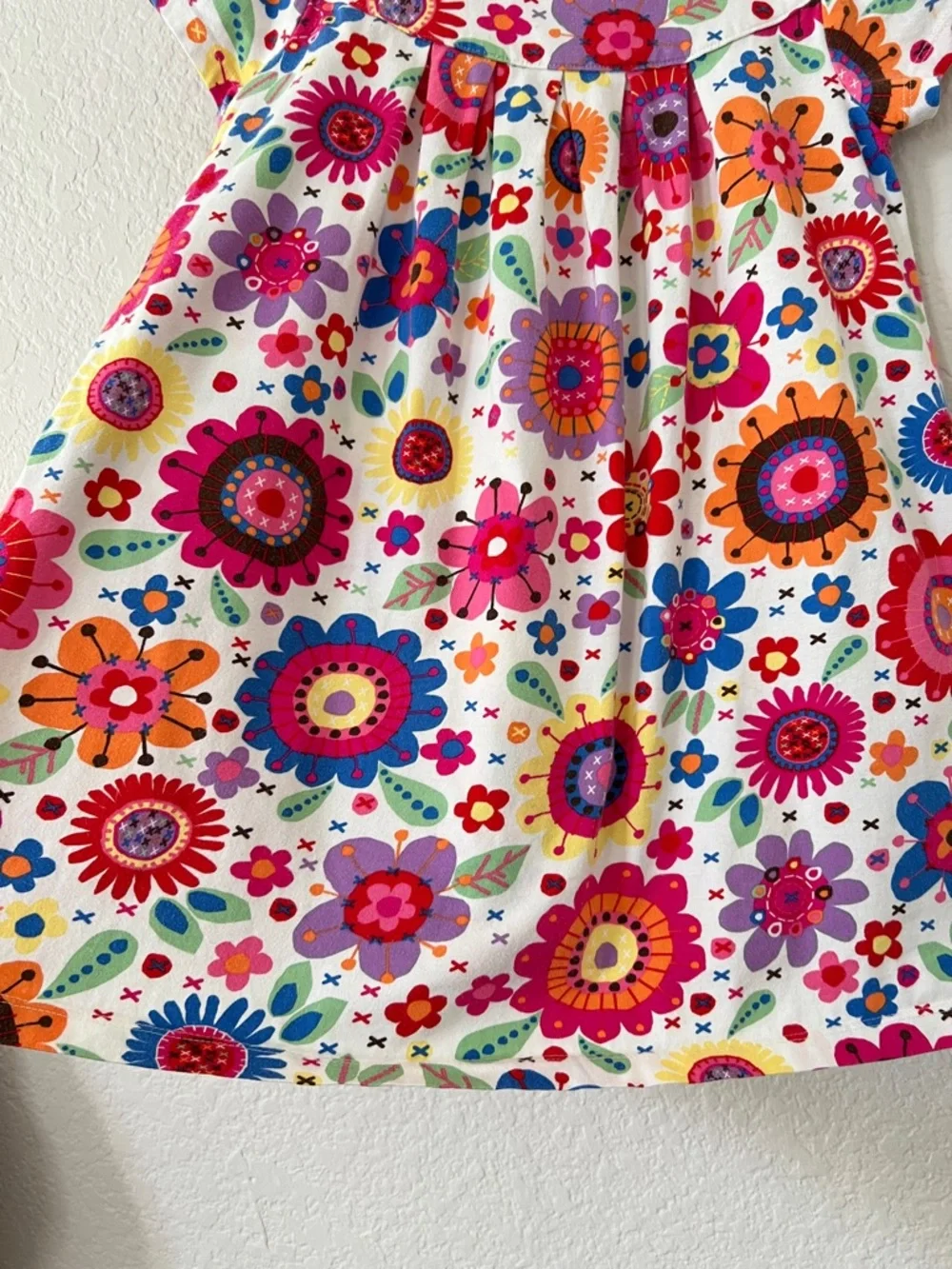 Hanna Andersson Dress Girls 6-7 Bright Floral Cotton A-Line Colorful
